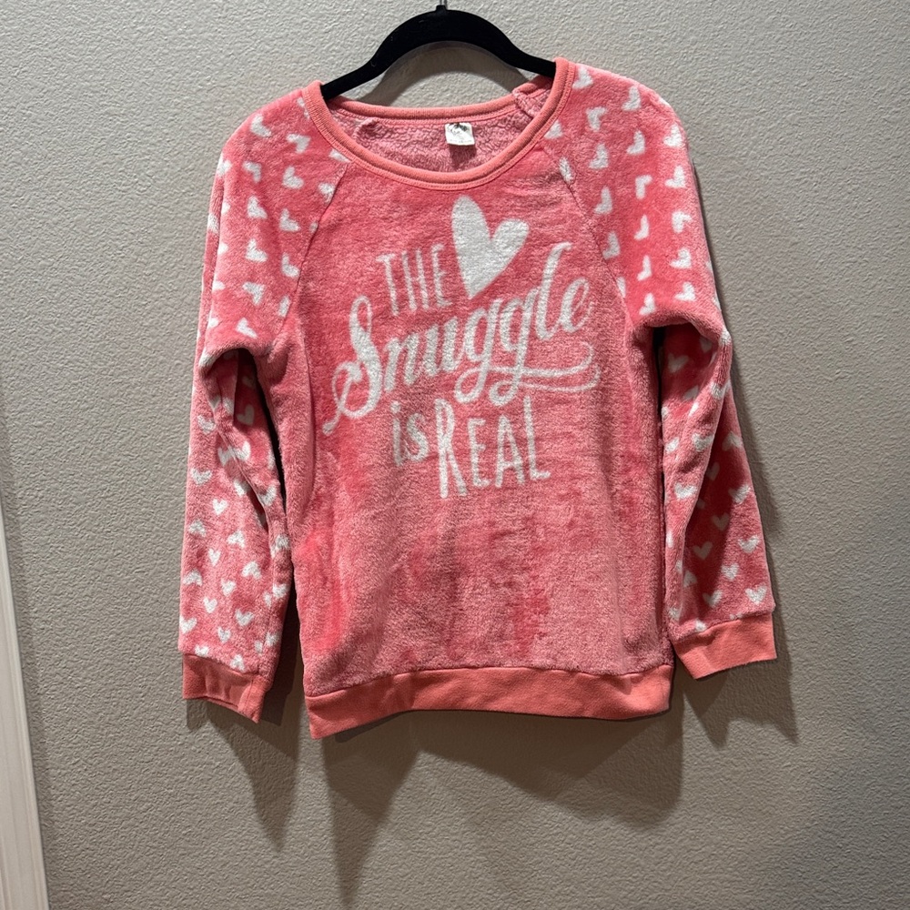 💖 Cola Crush Pink Heart Print Sweatshirt – SZ XL 💕